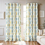 Ultimate Trends Room Darkening Digital Printed Floral Geomatrical Prints Curtain ,Diamond Eyelets, Tie Back, Floral Geomatrical,Pack Of 2
