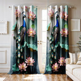 Ultimate Trends Digital Printed |Peacock Prints| Light Filtering Curtains For Windows & Doors | Multiple Styles & Colors | Set Of 2
