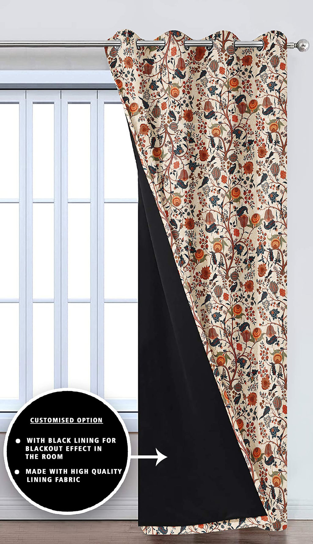 Digital Printed Blackout Curtains ,Diamonds Eyelets Tie Back For Window Room Doors , Heavy Quality Fabric Set Of 2