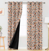 Digital Printed Blackout Curtains ,Diamonds Eyelets Tie Back For Window Room Doors , Heavy Quality Fabric Set Of 2