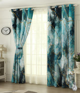 Digital Printed Blackout Curtains ,Diamonds Eyelets Tie Back For Window Room Doors , Heavy Quality Fabric Set Of 2
